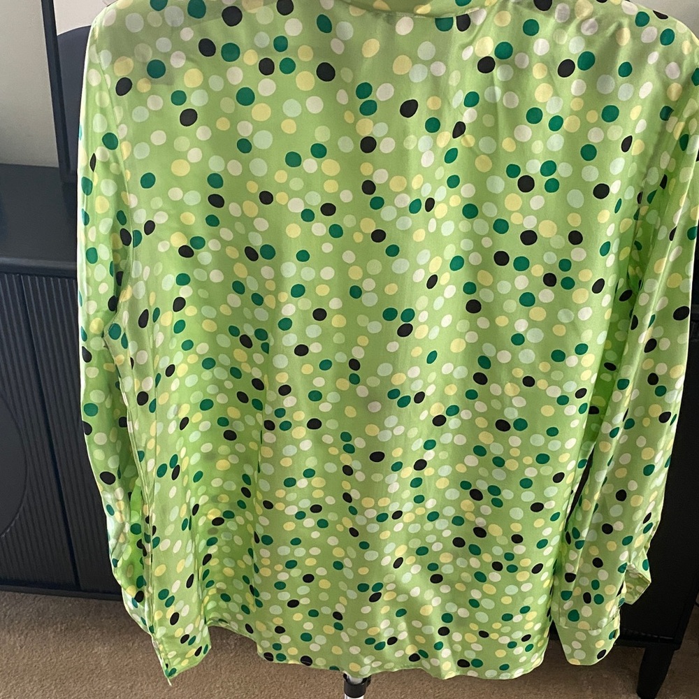 Allison Taylor Lime Green Polka Dot Blouse - Picture 5 of 8